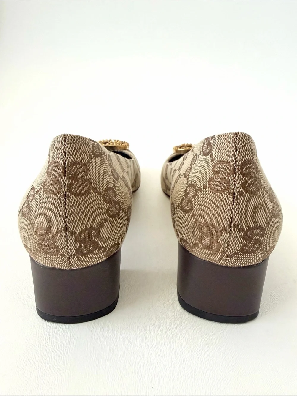 GUCCI | GG Monogram Canvas Interlocking G Block Heel Office Work Pumps EU 39